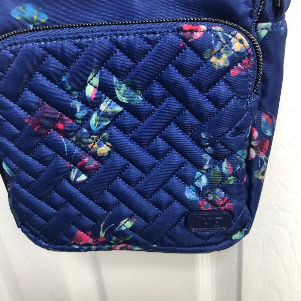 Lug Can Can Quilted Blue Floral Convertible Crossbody Bag NWT